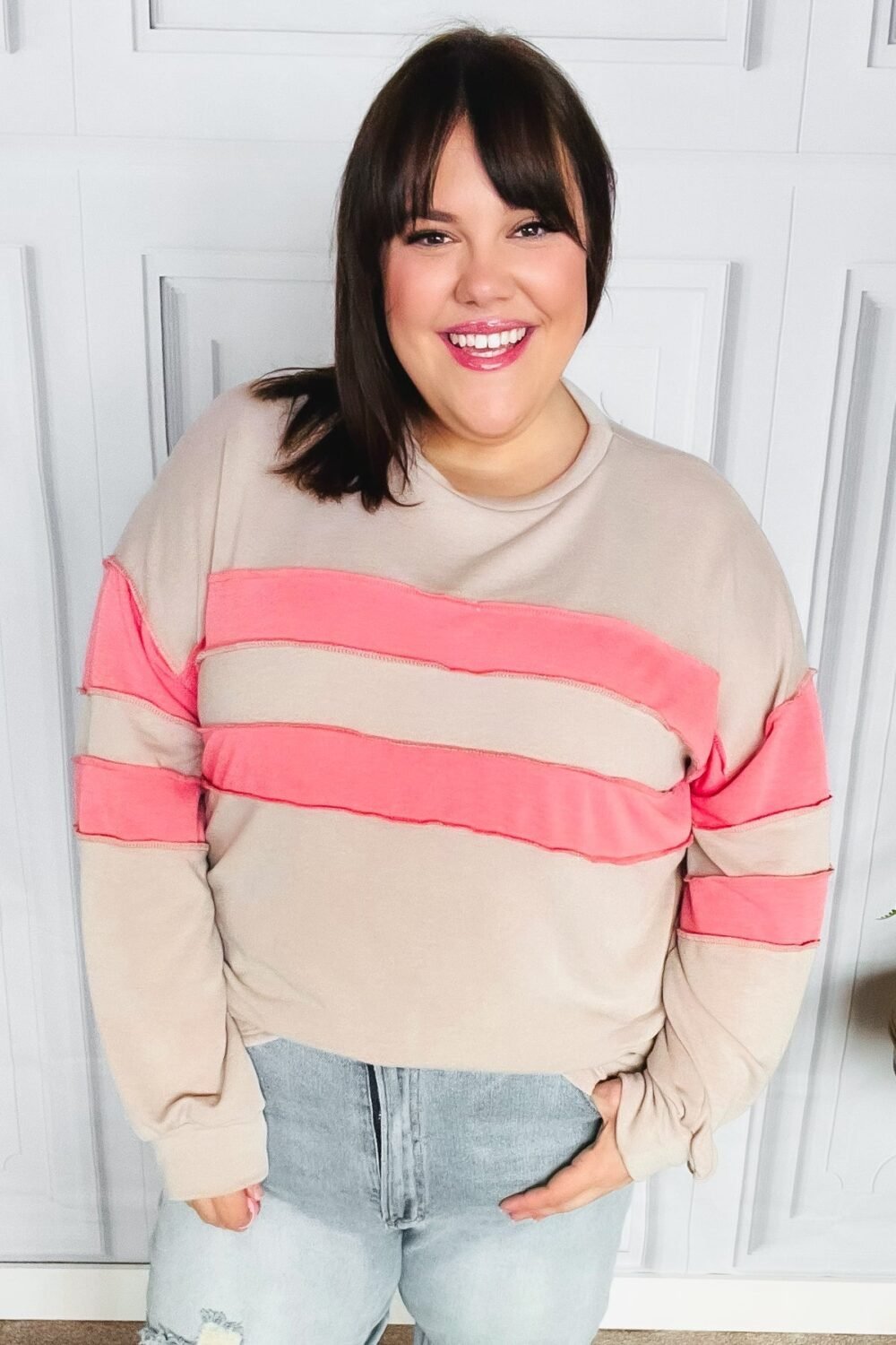 Rally Taupe & Coral Terry Top - Image 9