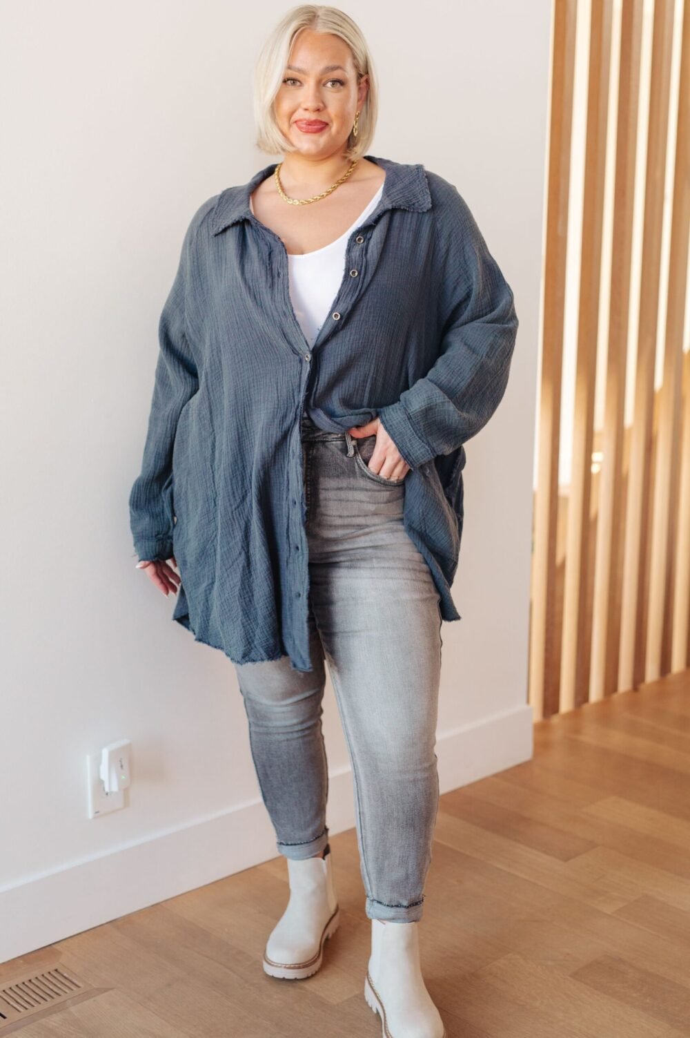 Friday Date Night Mineral Wash Shirt Dress - Image 3